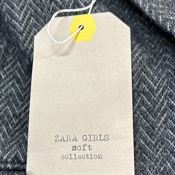 Zara Girls Soft Collection Grey Chevron Two Button Pockets Blazer S 11/12 NWT - Picture 6 of 8